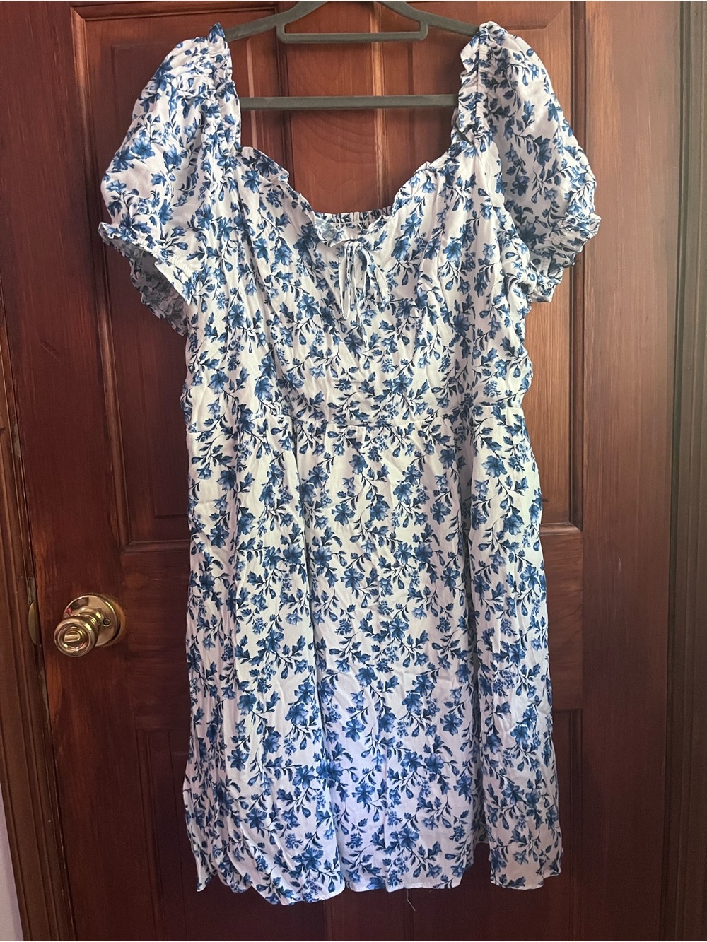 City Chic White Mini Dress with Blue Floral Print